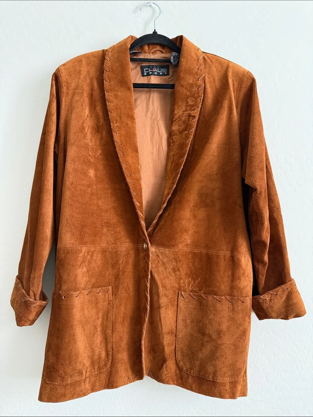 Chaus Women's Suede leather Blazer in Rust Brown Sz L